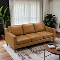 Cognac Tan Genuine Leather Mid-Century Modern Couches by Madeline - image 1