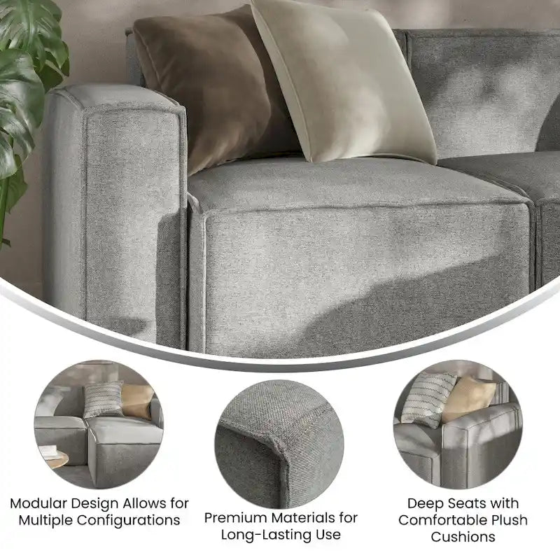 Modern Left Armrest Modular Sectional Sofa Chair - image 9