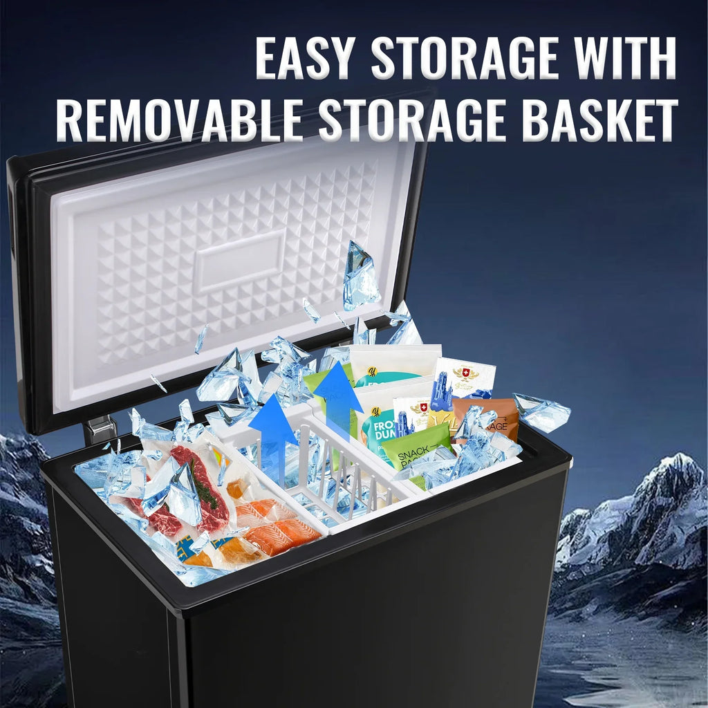JIEJIA Compact Freezer 3.5 cu ft Environmental Chest Freezer, Mini Freezer with 7 Gear Adjustable Temperature, Removable Storage Basket, Energy Saving, White - image 16