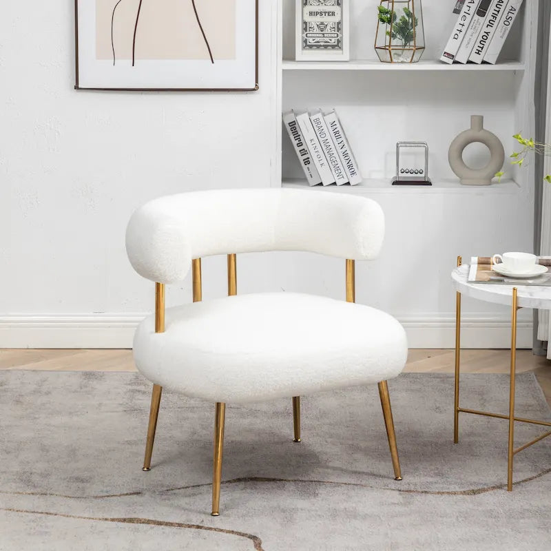 SEYNAR Contemporary Glam Upholstered Open-Back Accent Chair with Gold Legs - image 12