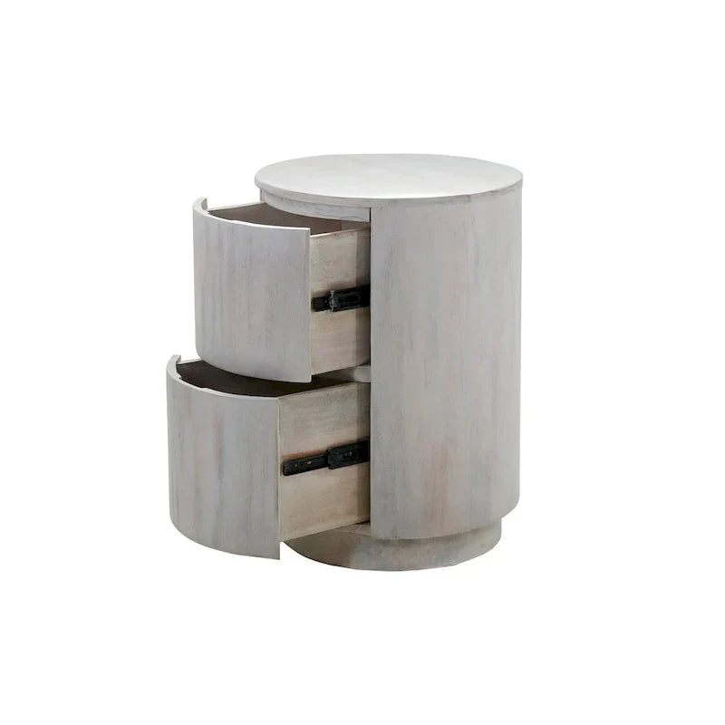 Round Nightstand with 2 Drawers Wooden Bedside Table - image 12