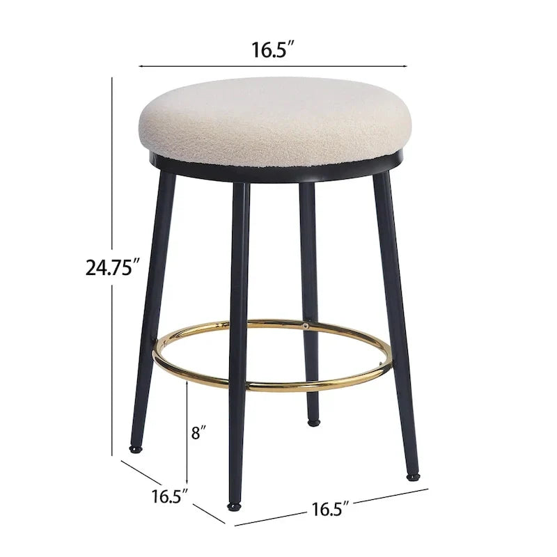 Set of 4 Altrium Contemporary Backless Counter Stools with Upholstered Seats and Iron Frames - 24.75-Inch Height by Christopher Knight Home - image 7