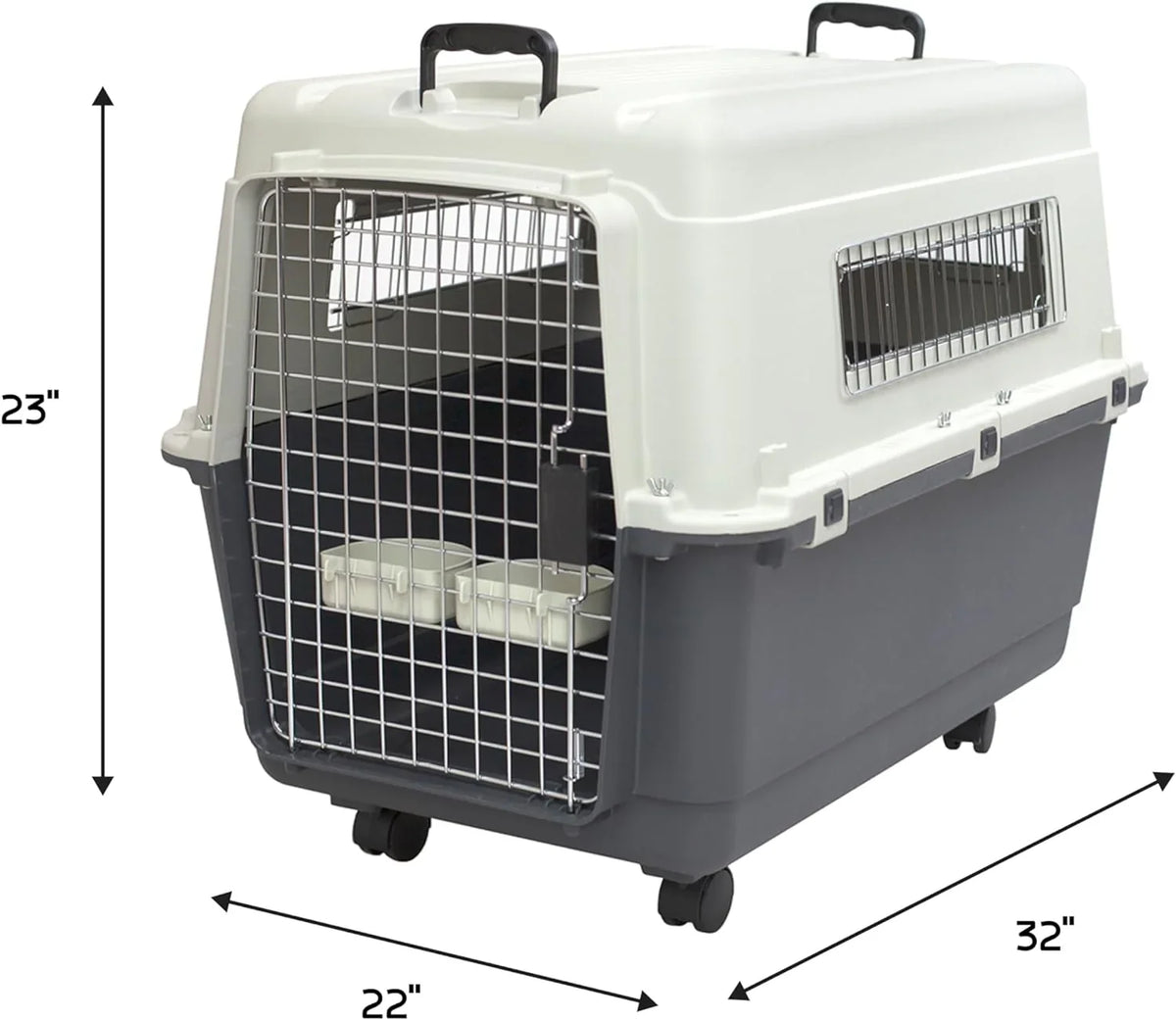 Designs Plastic Kennels Rolling Plastic Airline Approved Wire Door Travel Dog Crate, XXX-Large, Gray - image 34
