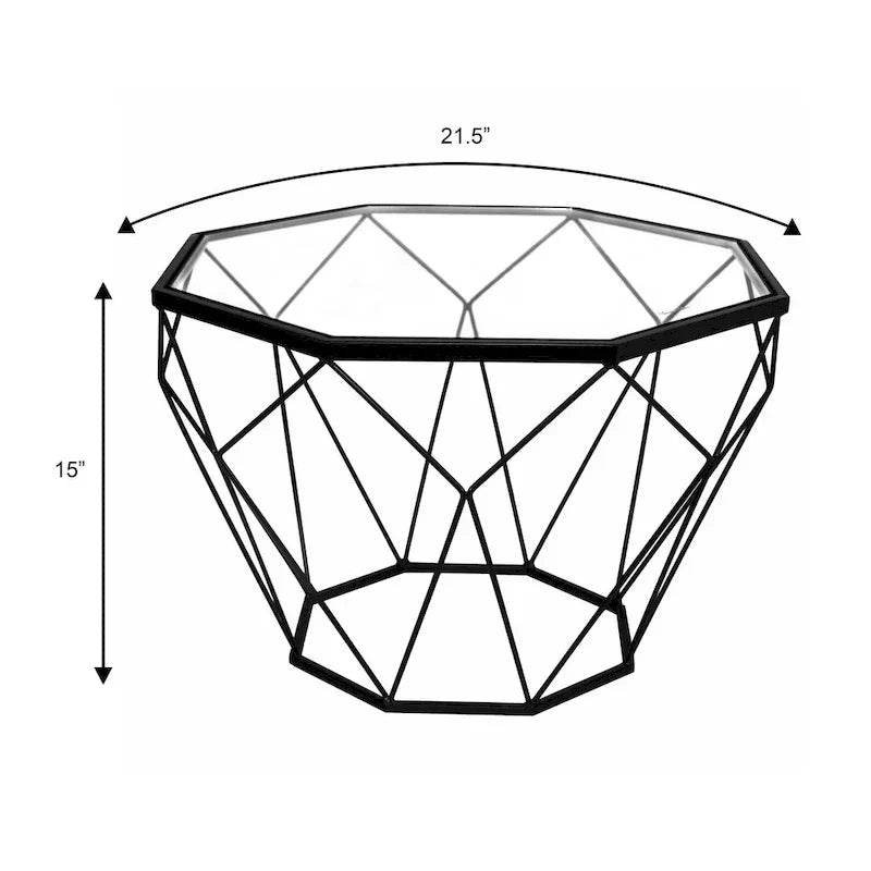 Malibu 22 Modern Octagonal Coffee Table with Tempered Glass Top and Durable Metal Geometric Base for Living Room or Office - image 40