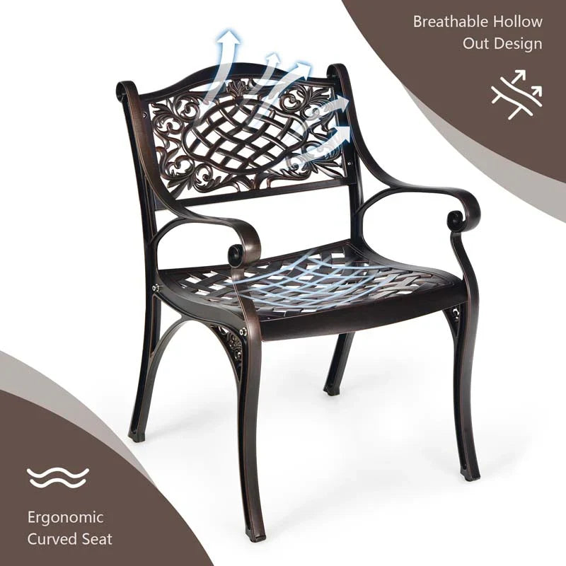 24Pcs All Weather Cast Aluminum Chairs With Armrests Amp Curved Seats Outdoor Dining Chairs Patio Bistro Armchairs - Comforta