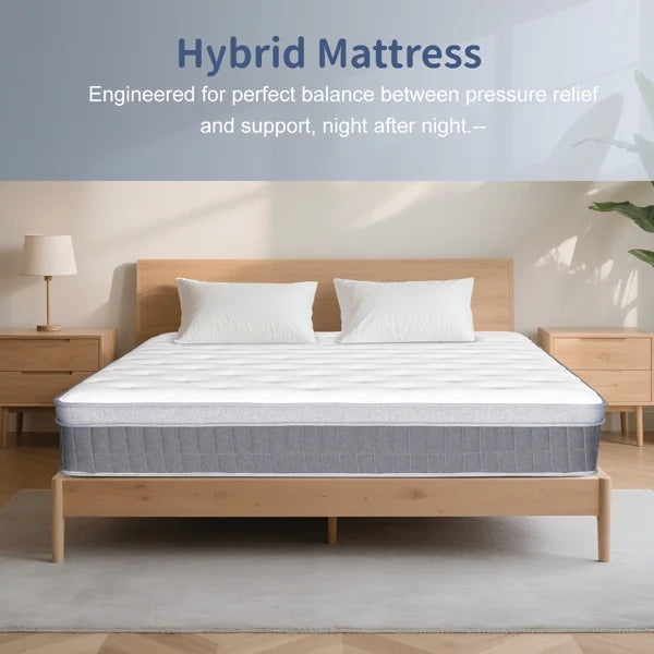 Full Size Mattress in a Box 14 Inch Memory Foam Hybrid Mattress with Pocketed Springs Medium Firm Support Motion Isolation Edge Support Night Trial - image 4