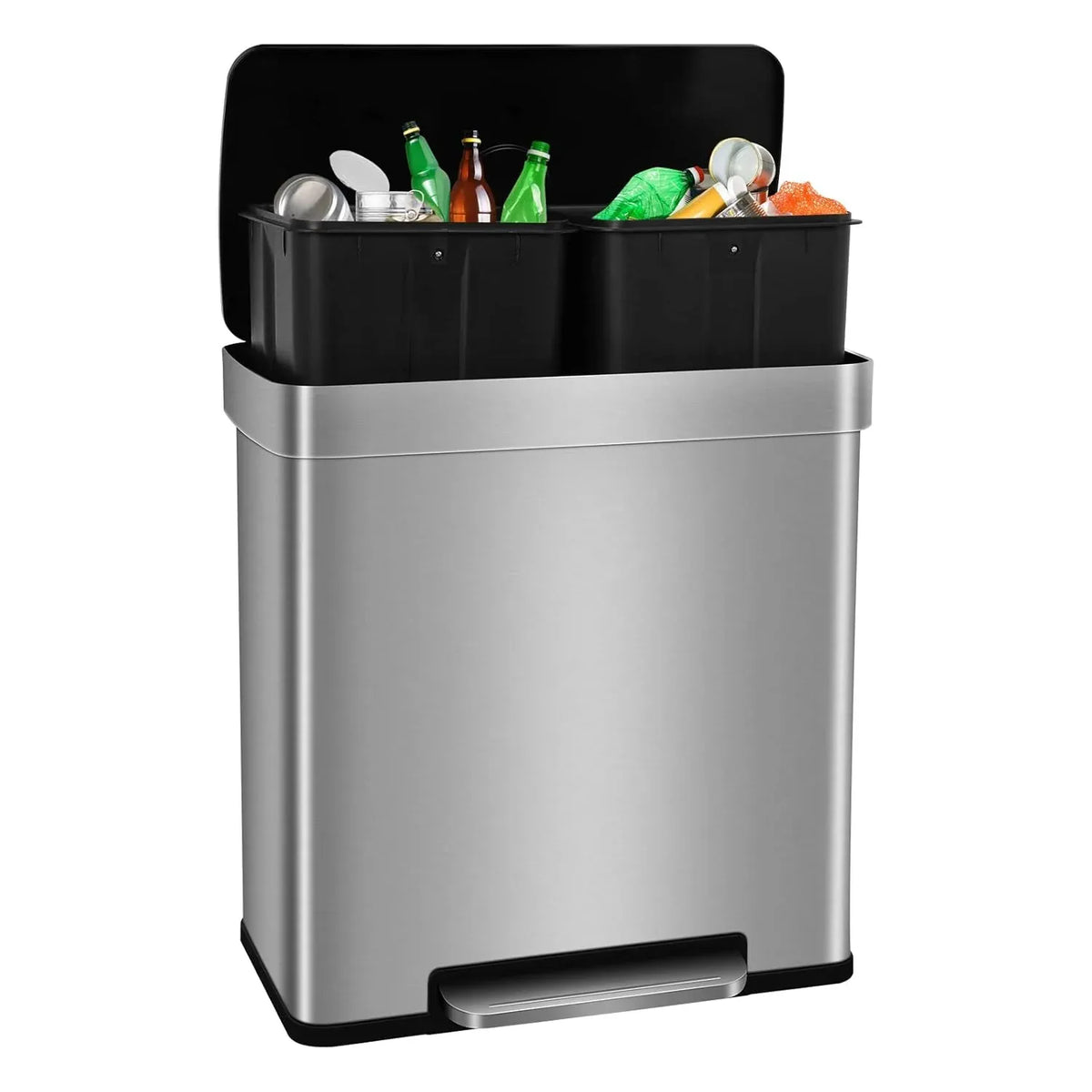 Bigacc 13 Gallon 50 Liter Kitchen Trash Can with Touch-Free & Motion Sensor, Automatic Stainless-Steel Garbage Can, Anti-Fing