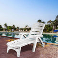 Rolling Folding Plastic Pool Lounge Chair With Armrests 5 Position Outdoor Sun Lounger Patio Deck Chair Beach Chair - Comfort