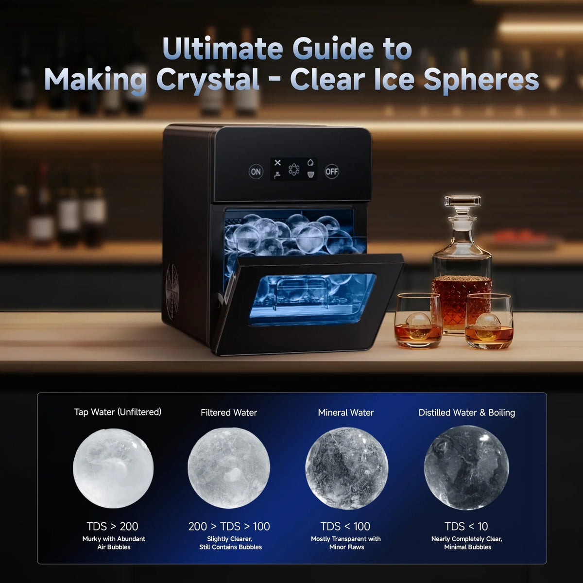 Simzlife Sphere Ice Maker, 10 Pcs/Hour, 150 Pcs/Day, Clear Ice Ball Maker with Enhanced Insulation, with LCD Touch - image 13
