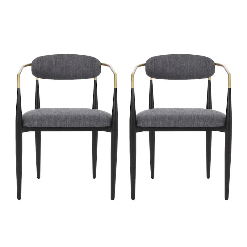 Biscay Set of 2 Fabric Upholstered Iron Dining Chairs by GDFStudio - image 3