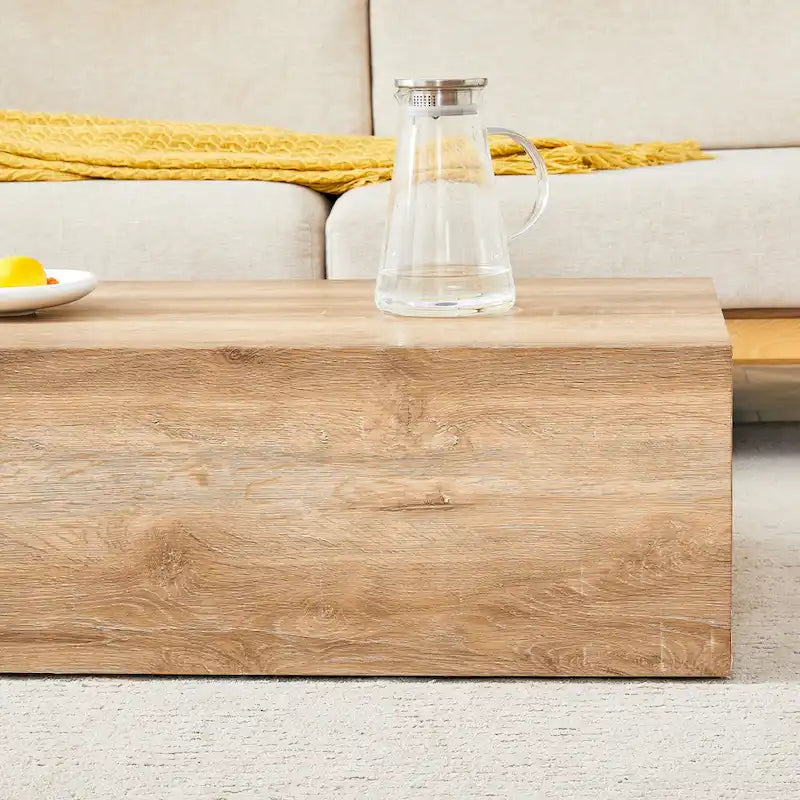 Contemporary Rectangular Coffee Table with Sturdy Base and Imitation Marble Finish for Living Room - image 13