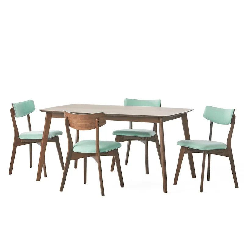 Mid Century Dining Table Set with 4 Upholstered Chairs and Wooden Frame - image 22
