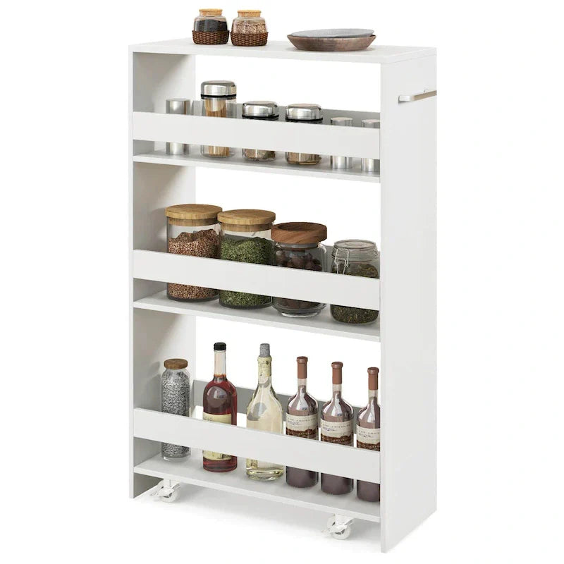 Costway 4-Tier Slim Rolling Kitchen Cart with Wheels - 8 Storage Compartments - image 6