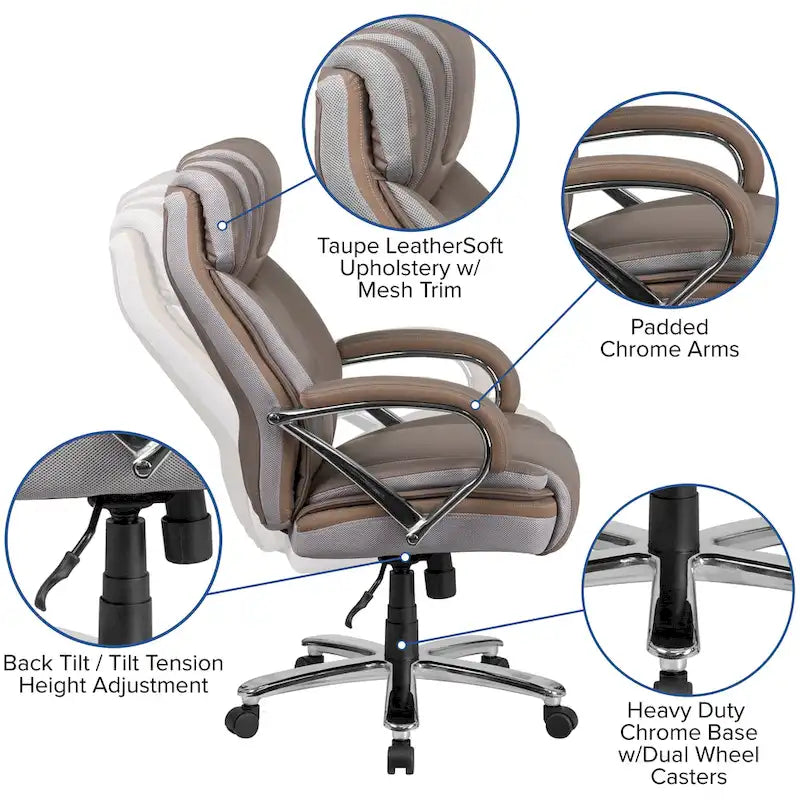 Executive Ergonomic Swivel Office Chair for Big & Tall with LeatherSoft Upholstery - image 36