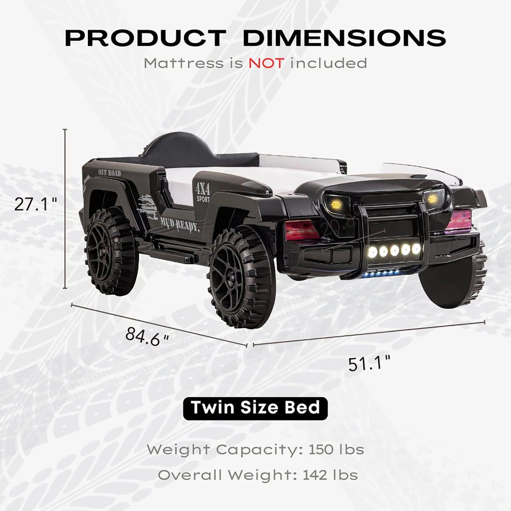 Furniture of America Terra Kids Plastic Twin SUV Bed with LED and Sound, Black - image 19