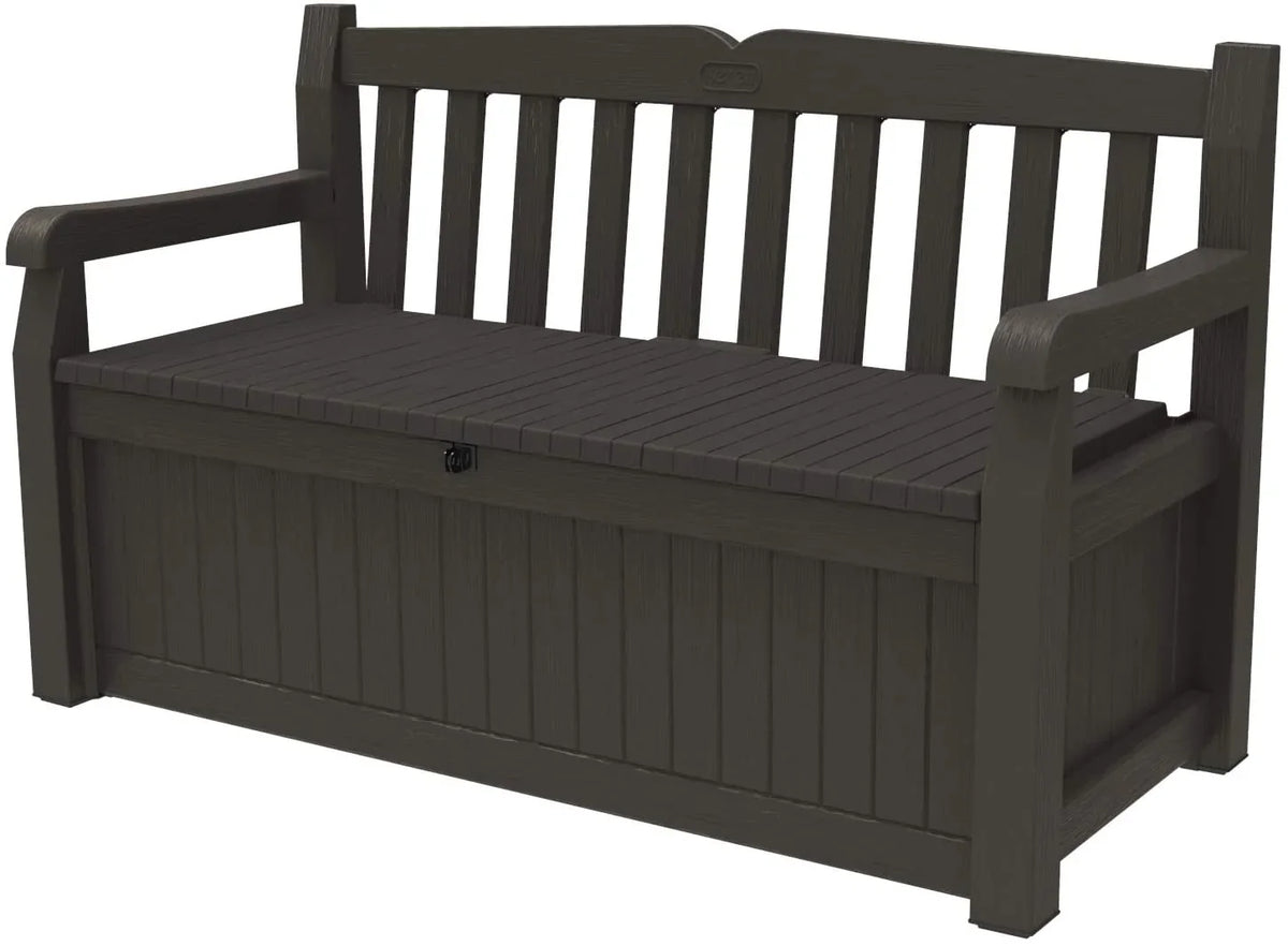 Keter Solana 70 Gallon Storage Bench Deck Box for Patio Furniture, Front Porch Decor and Outdoor Seating – Perfect to Store G