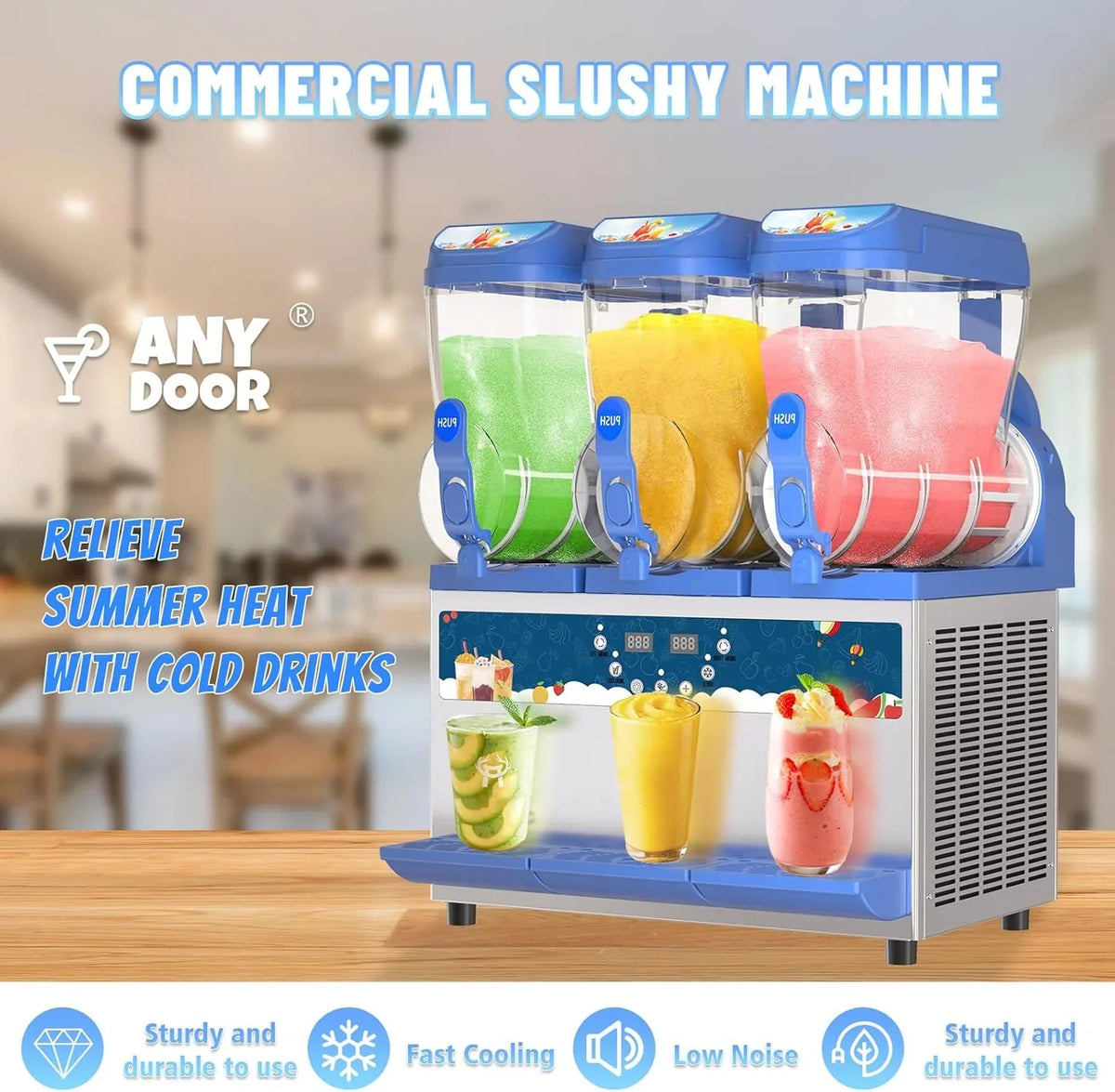 Commercial Slushy Machine - 1000W 30L Tanks Slush Maker Machine 304 Stainless Steel Commercial Margarita Machines Efficient C