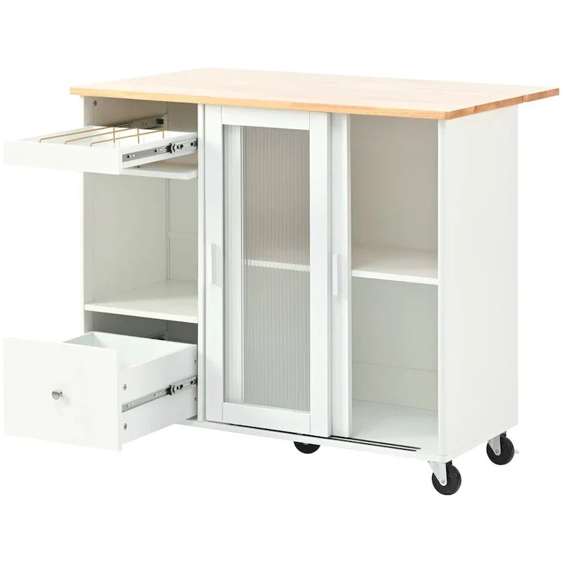 Merax Spacious Kitchen Island Cart with Adjustable Shelf and Dual Drawers - image 15