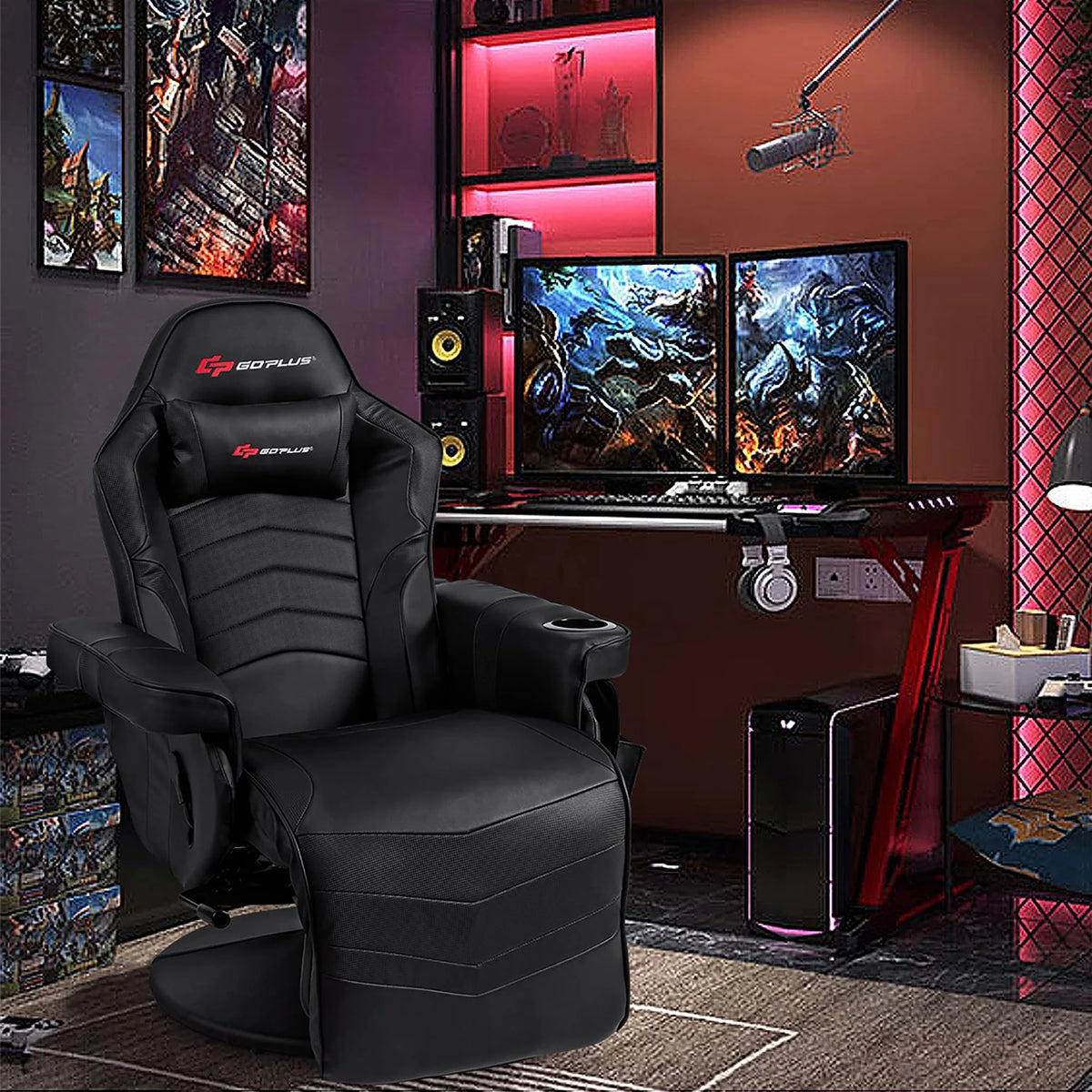 Massage Gaming Chair Racing Style Gaming Recliner Blue - image 2