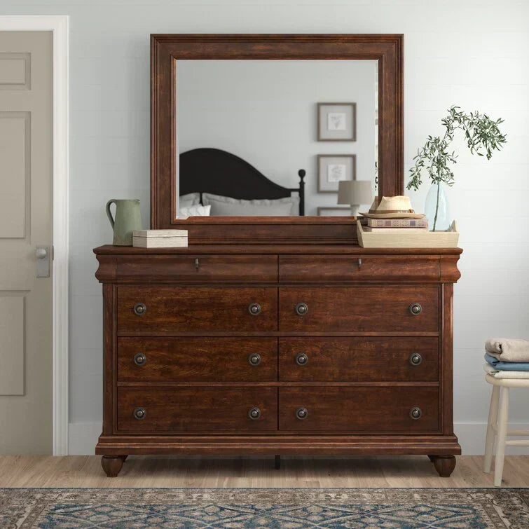 8 Drawer 64'' W Double Dresser With Mirror