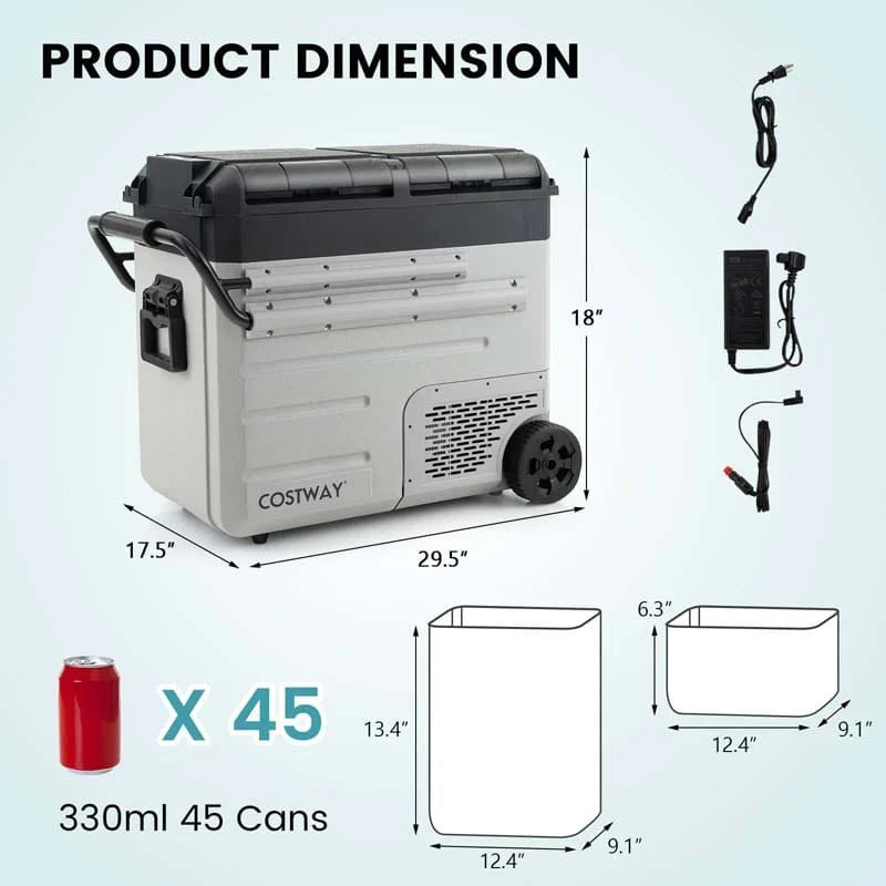 40-Quart Dual-zone Car Refrigerator with Wheels, 12V/24V DC & 100-240V AC Portable Car Fridge Cooler Freezer - image 21
