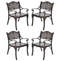 2/4Pcs All-Weather Cast Aluminum Chairs with Armrests & Curved Seats, Outdoor Dining Chairs Patio Bistro Armchairs - image 3