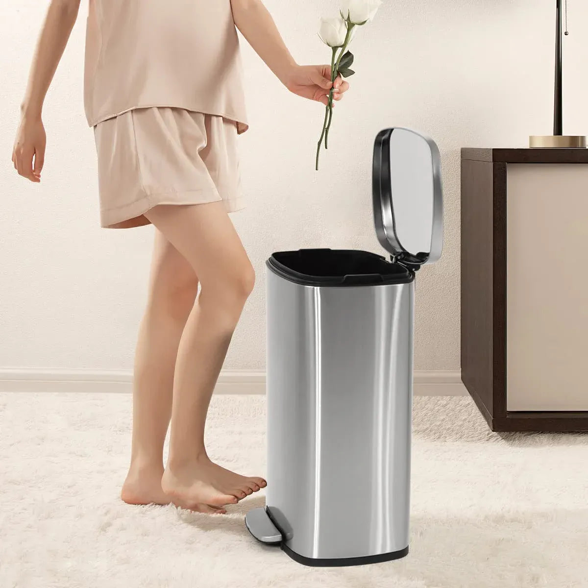 Bigacc 13 Gallon 50 Liter Kitchen Trash Can with Touch-Free & Motion Sensor, Automatic Stainless-Steel Garbage Can, Anti-Fing