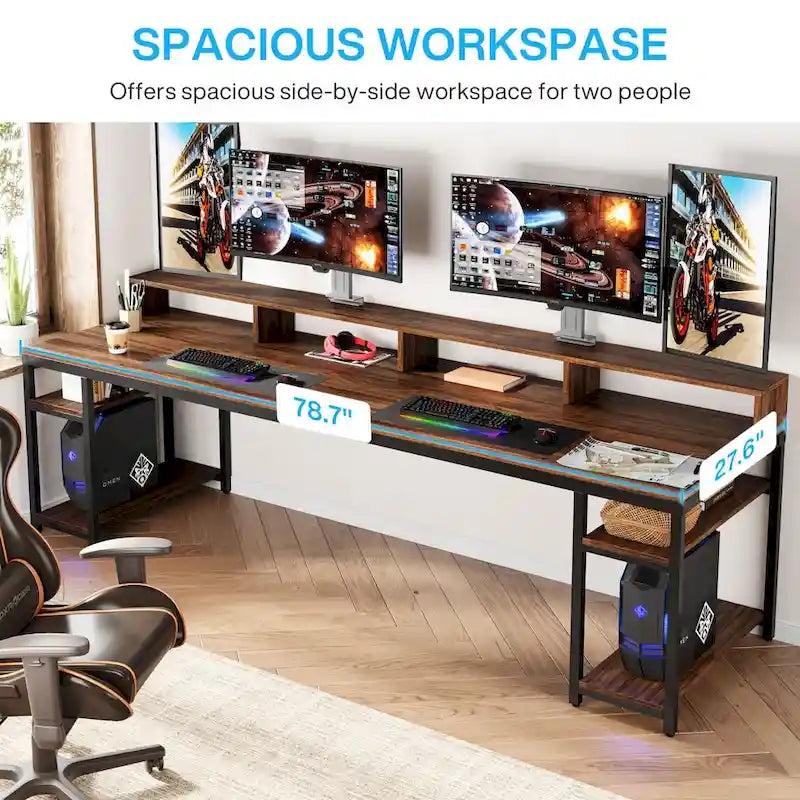 78.7-Inch Extra Long Double Desk for Two, Ideal for Home Office Use - image 5