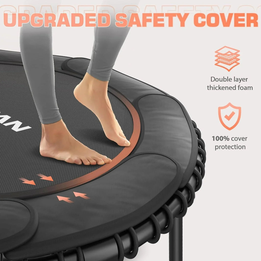 BCAN 450/550 LBS Foldable Mini Trampoline, 40"/48" Fitness Trampoline with Bungees, U Shape Adjustable Foam Handle, Stable & Quiet Exercise Rebounder for Adults Indoor/Outdoor Workout - image 45