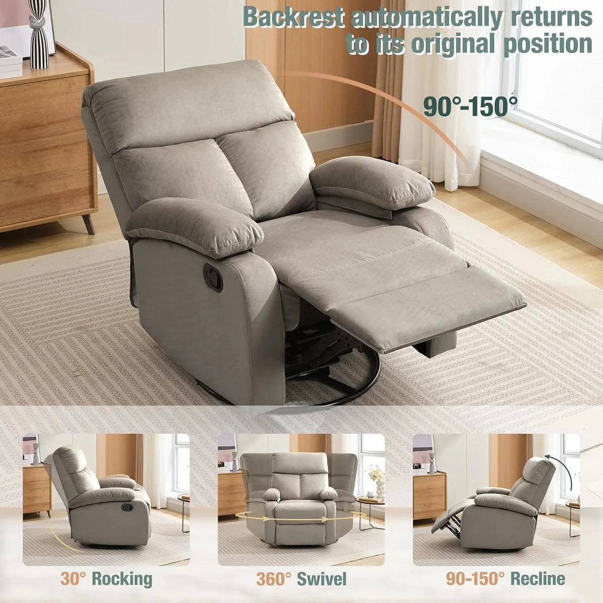 Small Swivel Rocker Recliner Chair for Compact Spaces - image 40