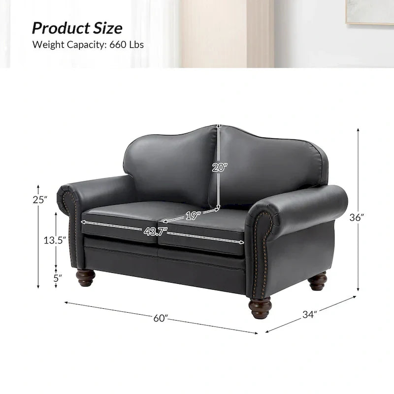 Angel Transitional Genuine Leather Sofa with Tufted Backrest by HULALA HOME - image 18