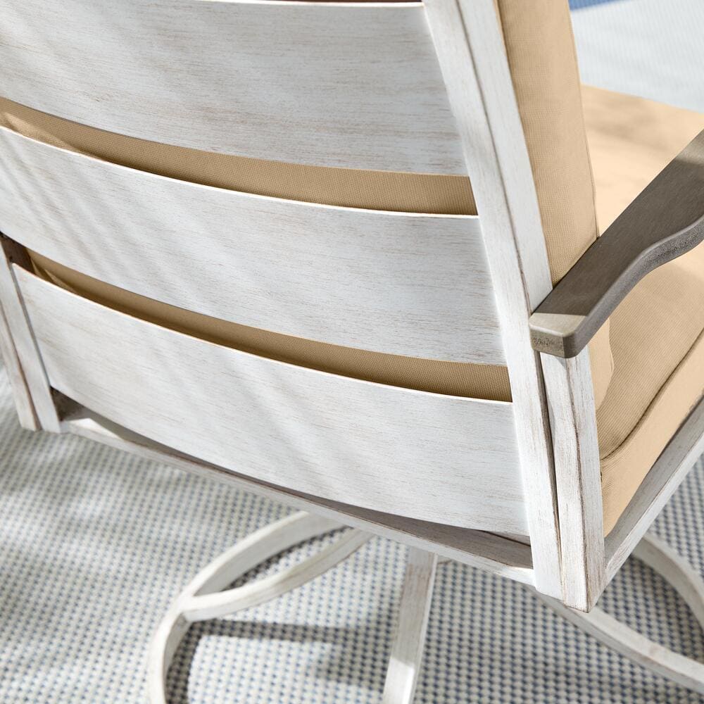 Hampton Bay Marina Point White Steel Outdoor Patio Swivel Lounge Chair with CushionGuard Surf Blue Cushions (2-Pack) GC-41019