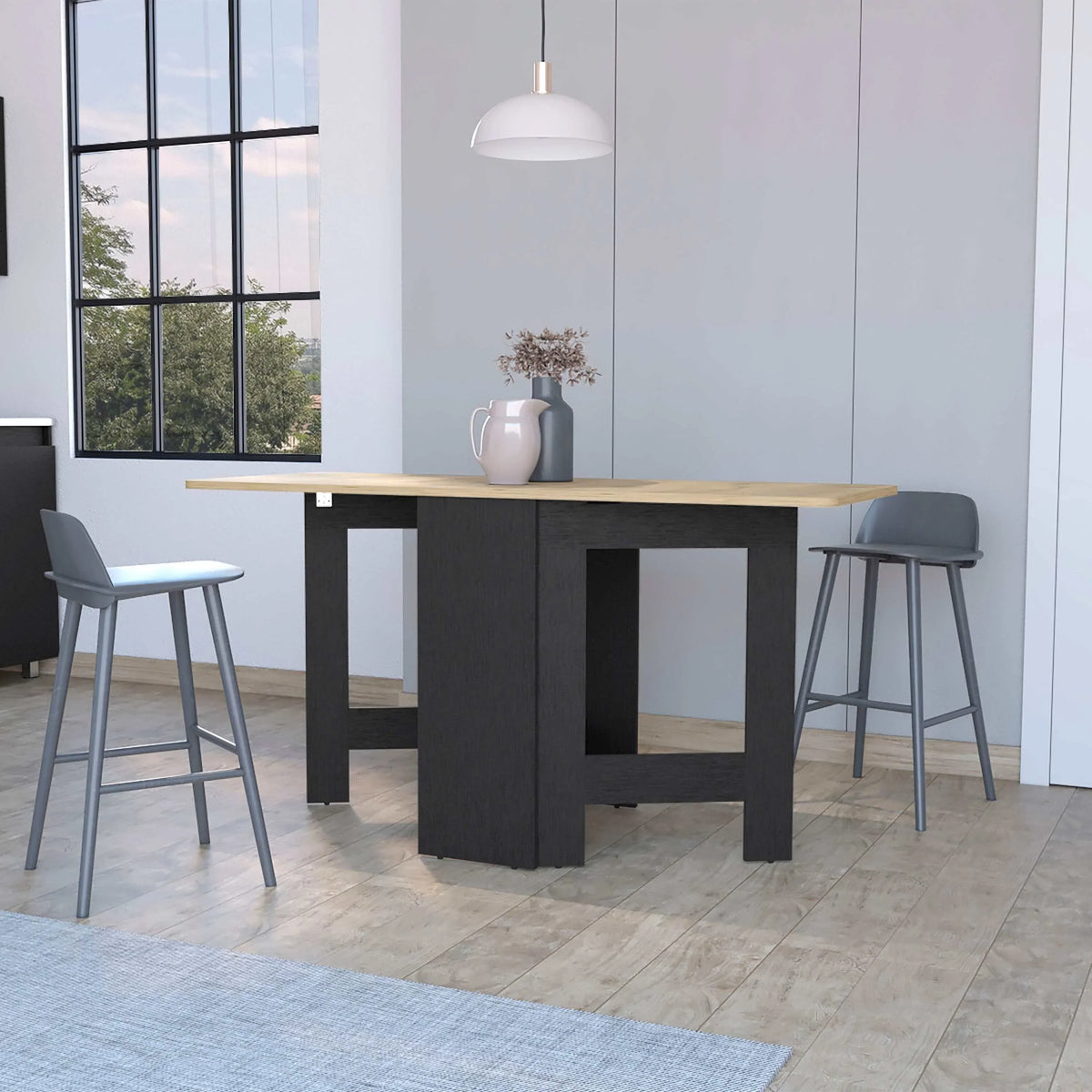DUOSONG Kailua Folding Dining Table, Space-Saving, Foldable In 3 Forms Multicolor Engineered Wood Furniture Primary Living Space Cabinets - image 6