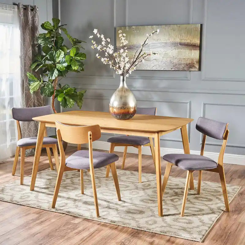 Mid Century Dining Table Set with 4 Upholstered Chairs and Wooden Frame - image 21