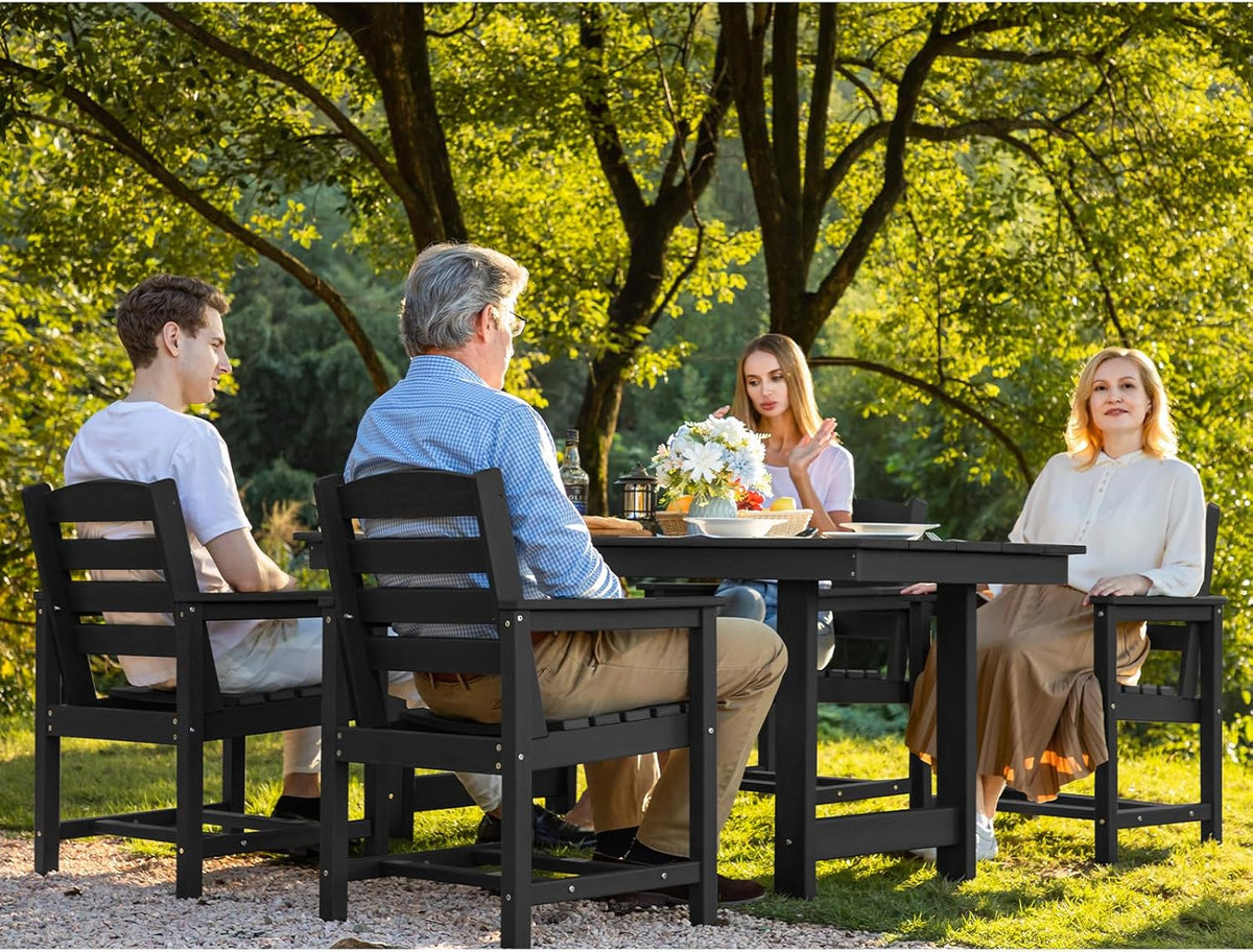 SERWALL 7-Piece Patio Table Set, Outdoor HDPE Dining Furniture with Umbrella Hole, All Weather Table and Chairs for Lawn, Garden, Poolside, Aruba - image 129