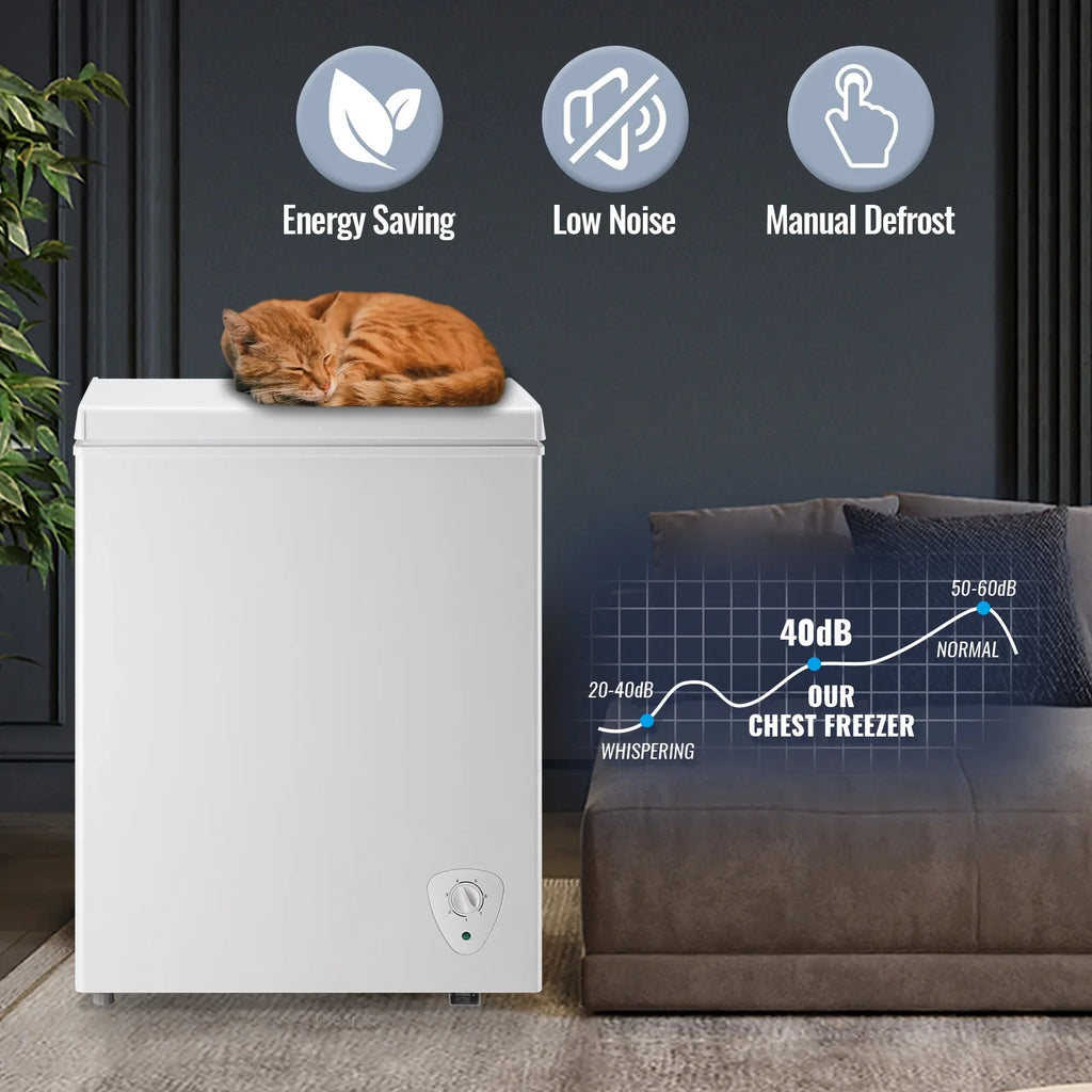 JIEJIA Compact Freezer 3.5 cu ft Environmental Chest Freezer, Mini Freezer with 7 Gear Adjustable Temperature, Removable Storage Basket, Energy Saving, White - image 7