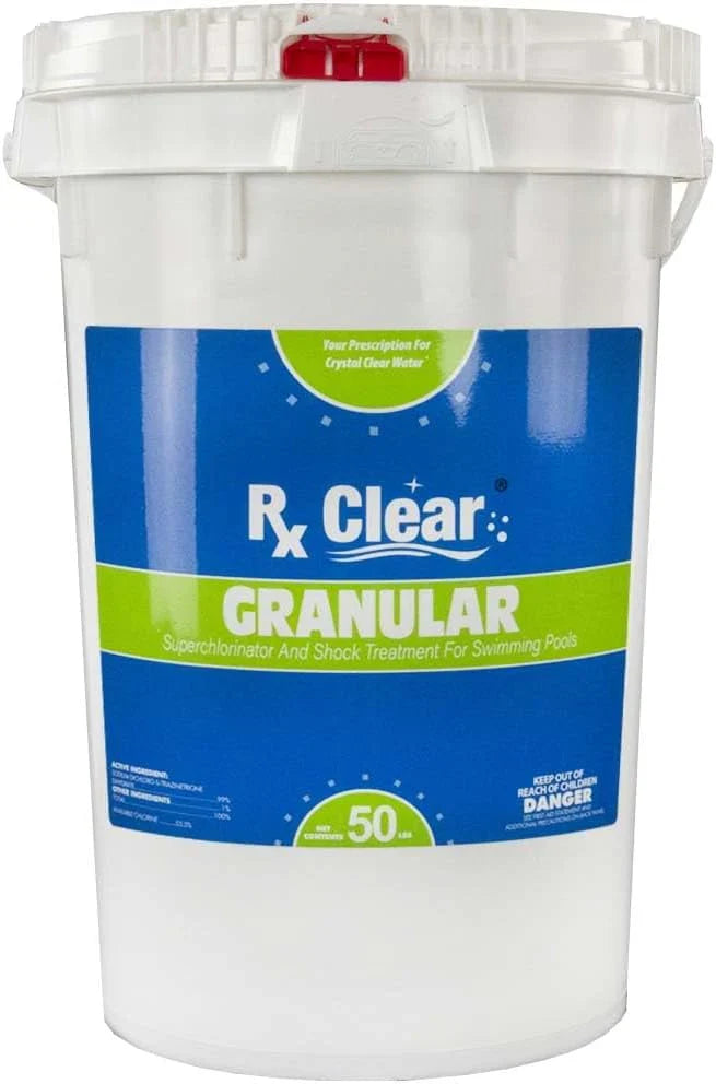 Clear Stabilized Granular Chlorine | One 50-Pound Bucket | Use As Bactericide, Algaecide, and Disinfectant in Swimming Pools 