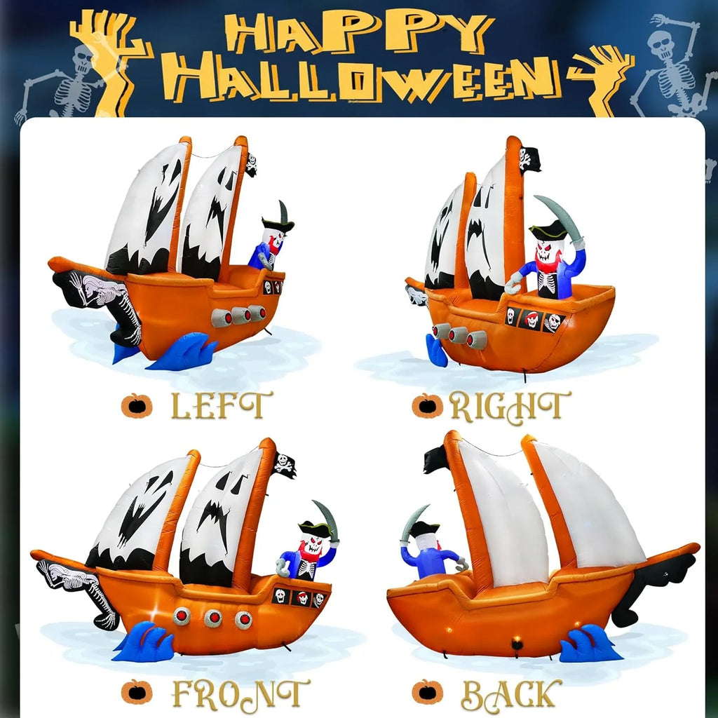 10ft Halloween Inflatable Pirate Ship Decoration