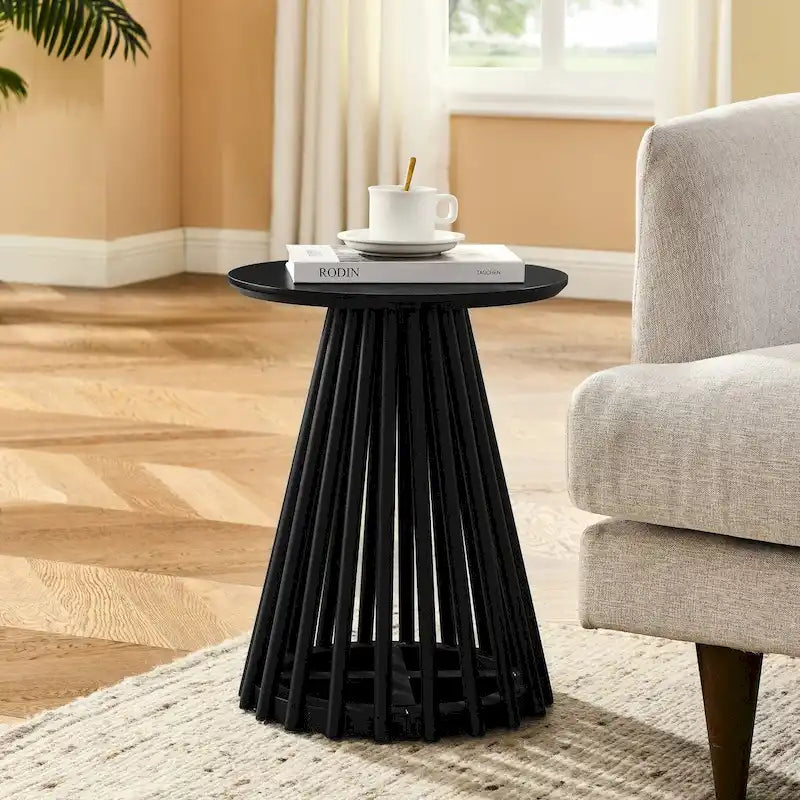 15.75-Inch Round Solid Wood Coffee Table - Minimalist End Table for Living Room - image 4