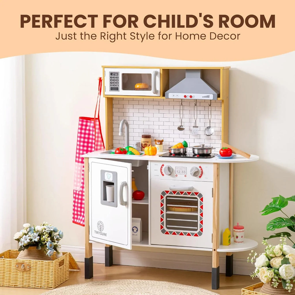 Play Kitchen for Kids - Toy Kitchen Set for Toddlers with Realistic Lights and Sounds, Kids Kitchen Playset with Abundant Toy