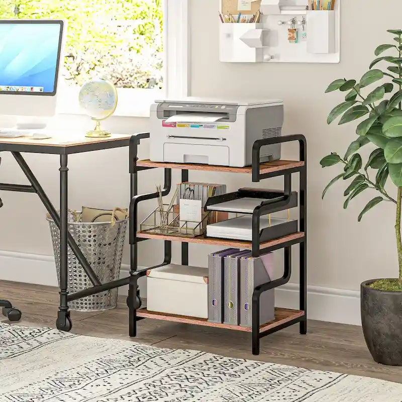 HOMCOM Industrial 3-Tier Printer Stand with Storage - Versatile Metal Rack for Home Office - image 6