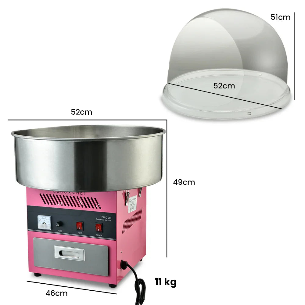 EUROCHEF 1100W Commercial Fairy Floss Machine, Cotton Candy Maker with Bubble Cover - image 6