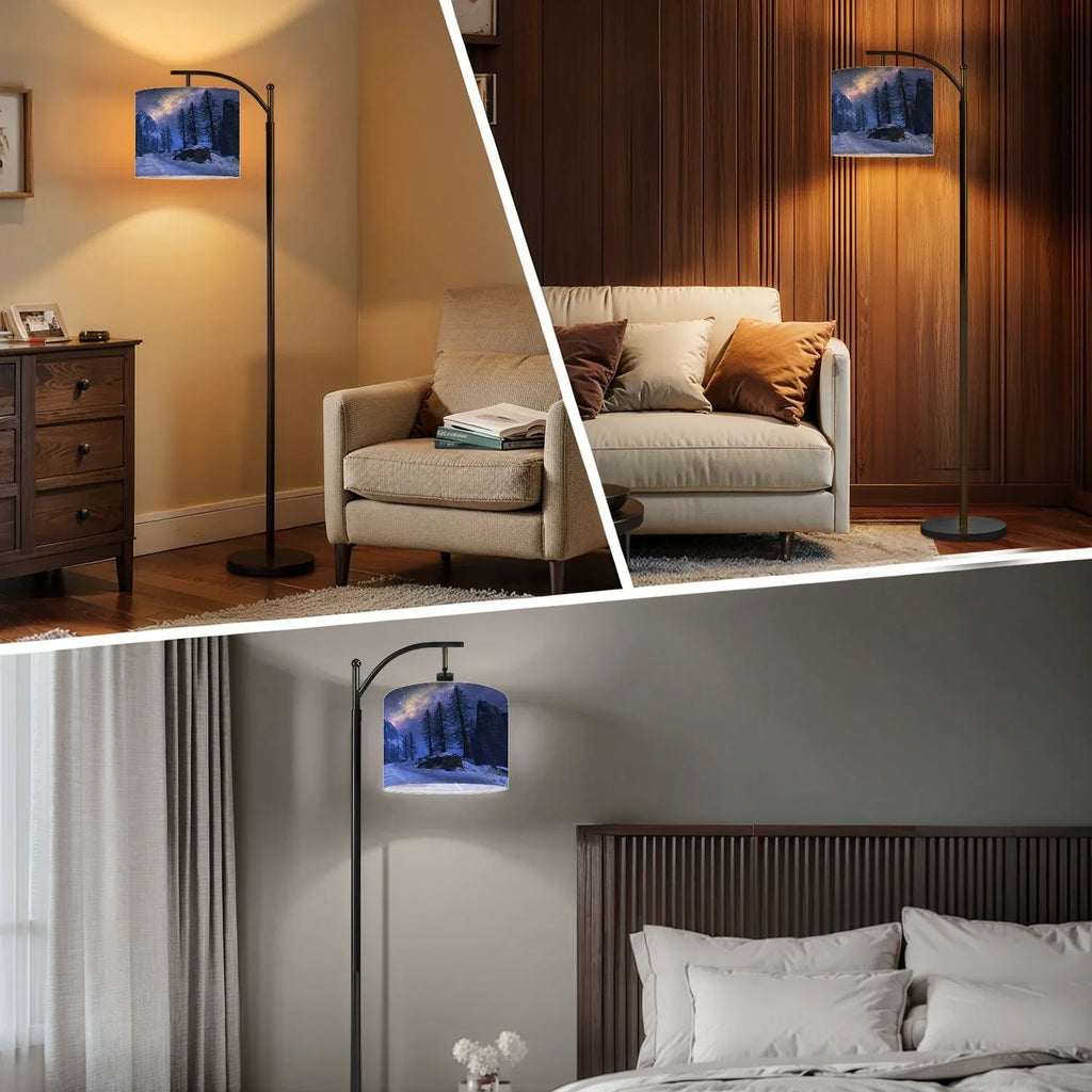 Arc Floor Lamp, 3 Color Temperatures Modern Floor Lamps Fall Autumn Maple Tree Forest Adjustable Tall Standing Reading Lamp with Linen Texture Shade - image 40