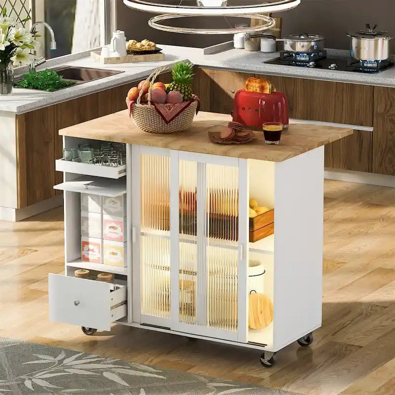 Merax Spacious Kitchen Island Cart with Adjustable Shelf and Dual Drawers - image 11