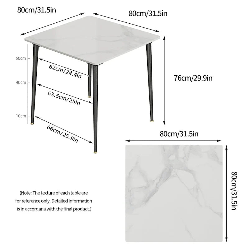 Contemporary Slate Kitchen Dining Table with Sintered Stone Surface and Metal Legs (Table Only) - 31.5 x 31.5 x 30 inches - image 23