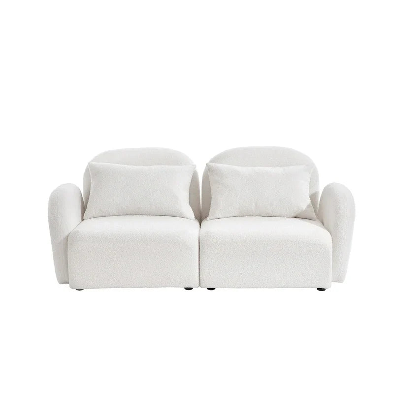 White Teddy Fabric Lazy Loveseat for Living Room - image 11