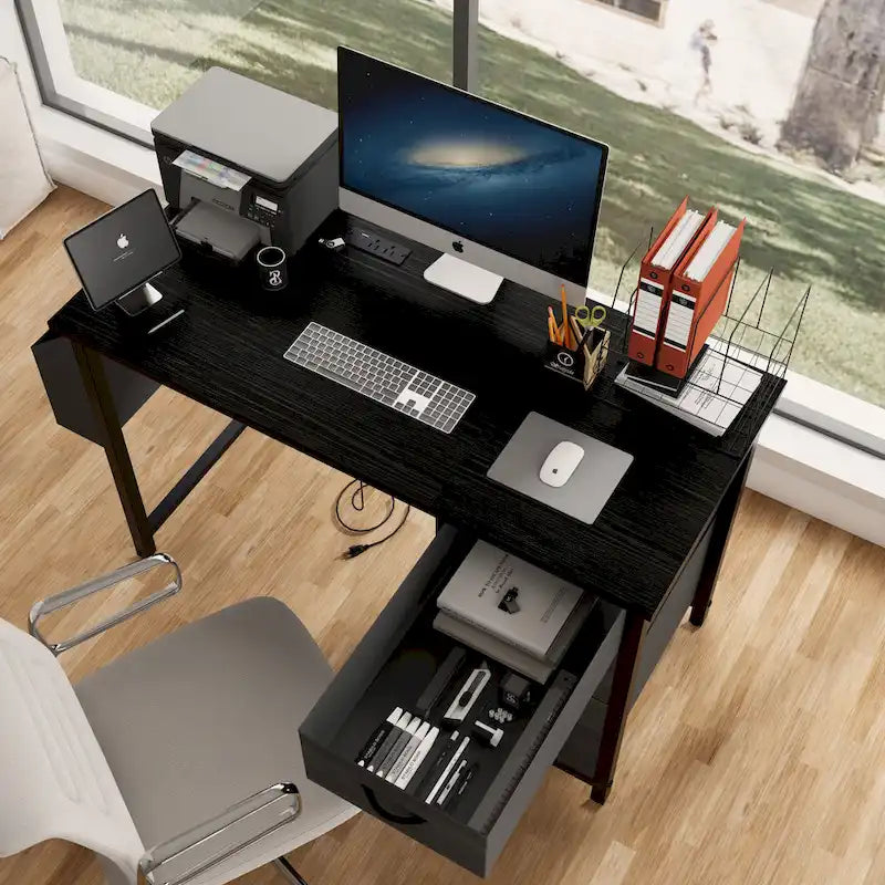 Contemporary Computer Desk with Built-in Charging Station and Versatile Reversible Storage Drawers for Home Office or Study - image 13