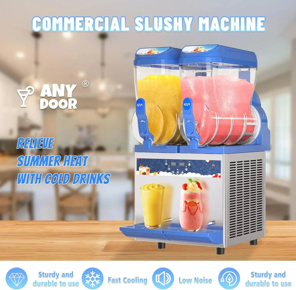 Commercial Slushy Machine - 1000W 30L Tanks Slush Maker Machine 304 Stainless Steel Commercial Margarita Machines Efficient C