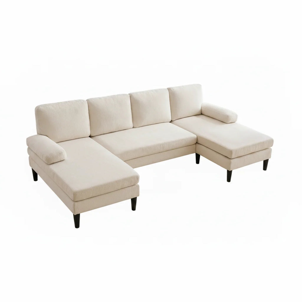 101 Inch Chenille U Shaped Sectional Sofa Double Chaise - image 1