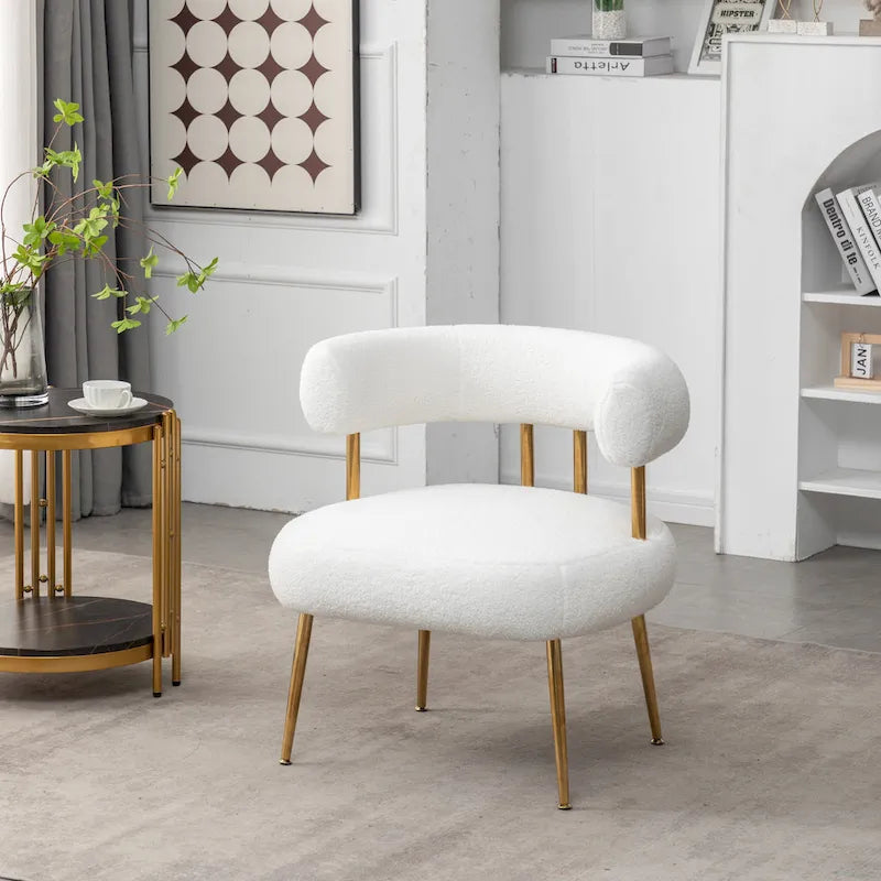 SEYNAR Contemporary Glam Upholstered Open-Back Accent Chair with Gold Legs - image 17
